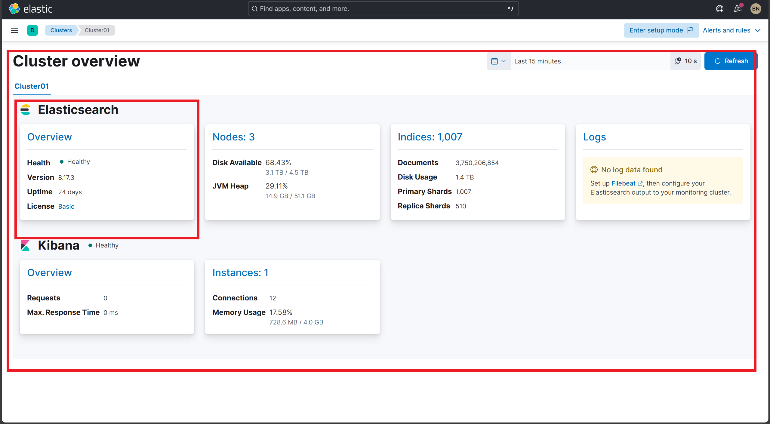 Screenshot: Cluster Health Summary