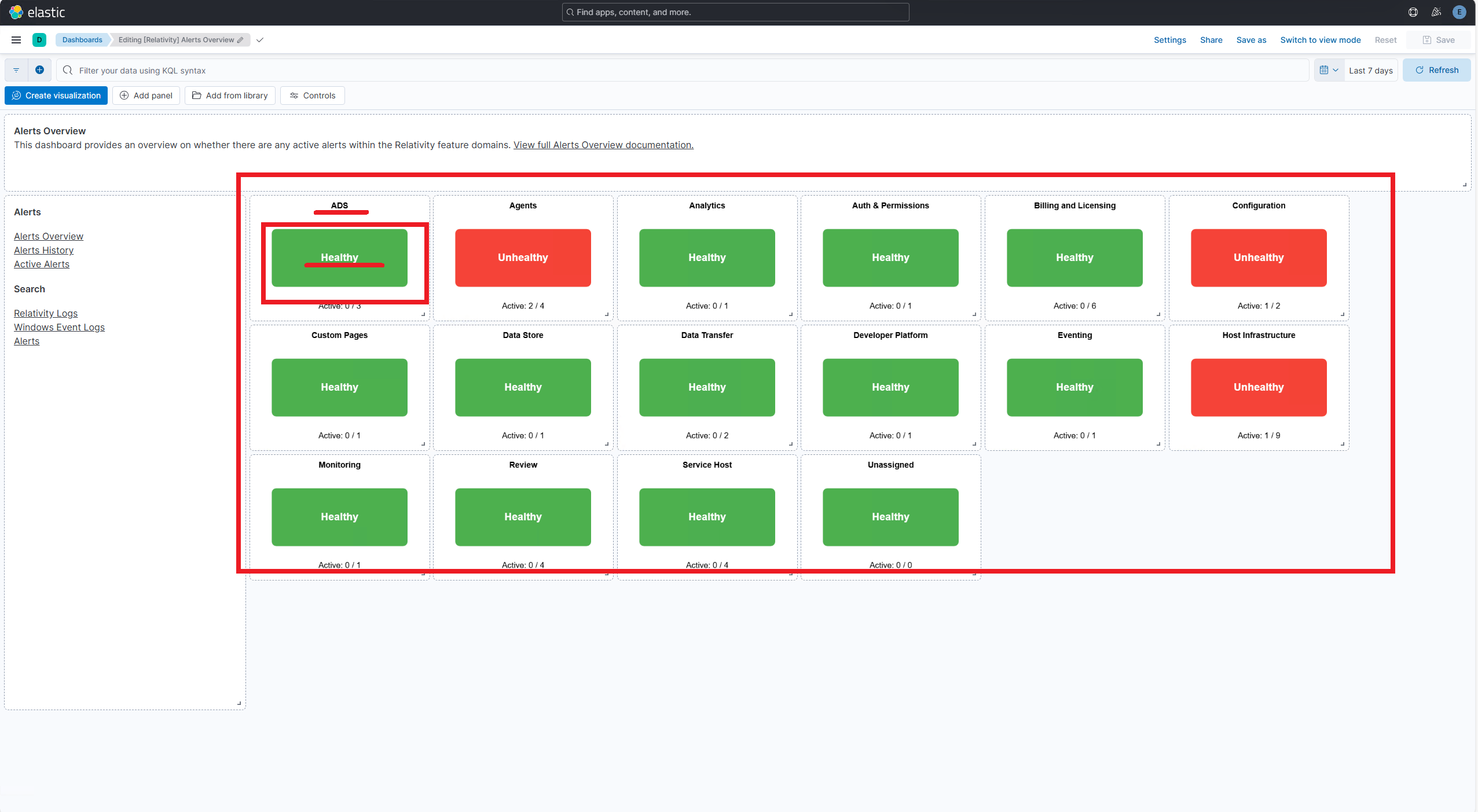 Screenshot: Health indicators at top