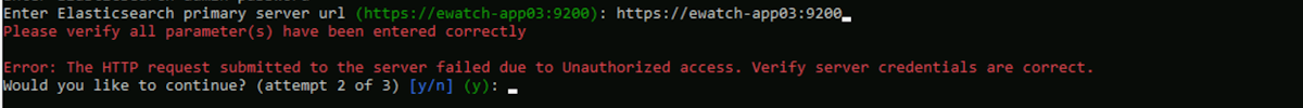 Invalid Elasticsearch Credentials