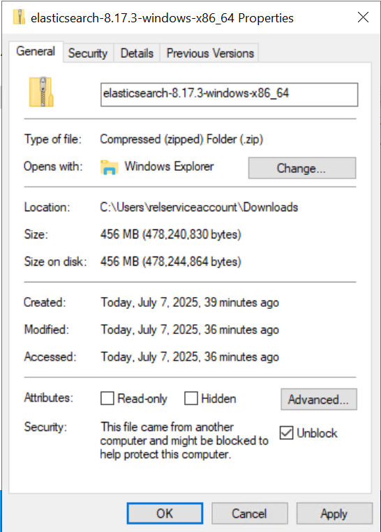 Unblock file screenshot