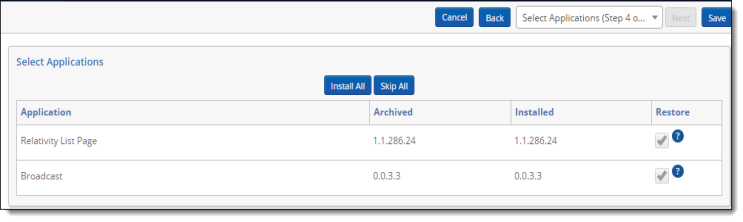 Restoring applications