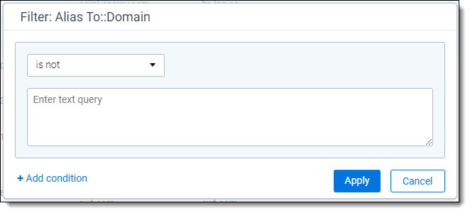 Text-based filtering for default domain fields