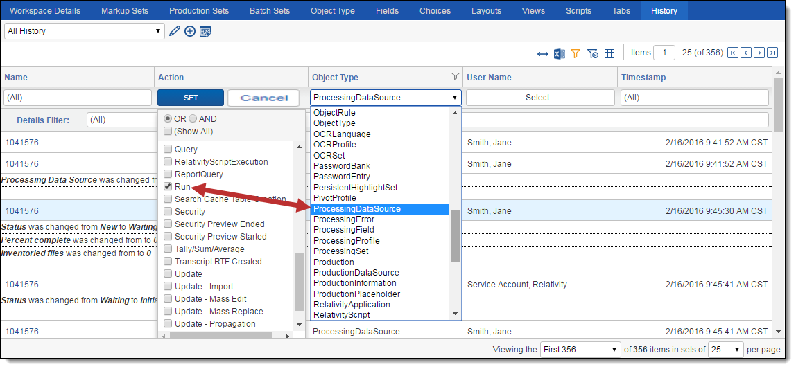 Simultaneous history filters