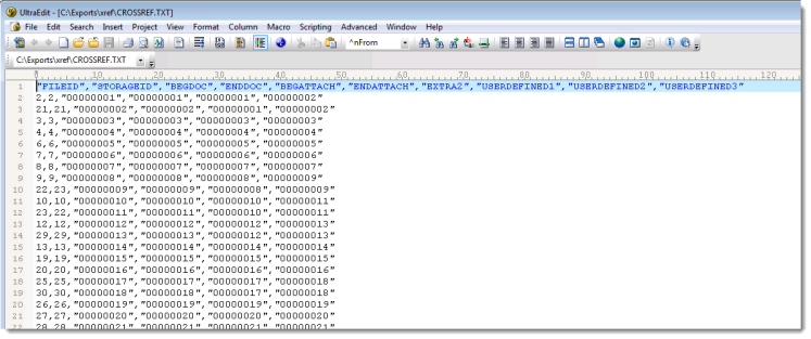Cross reference text file format
