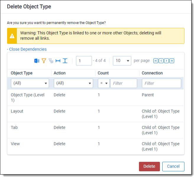 Viewing the dependencies report