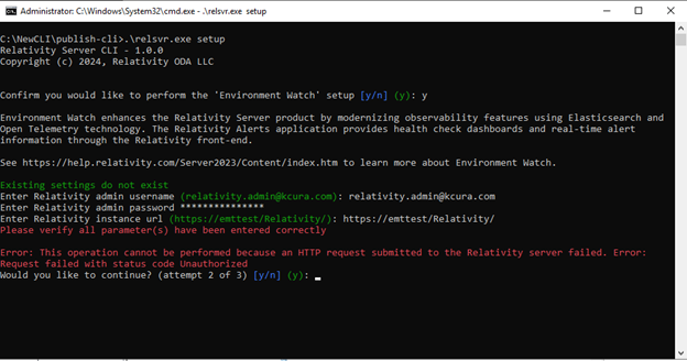 Relativity Unauthorized Error