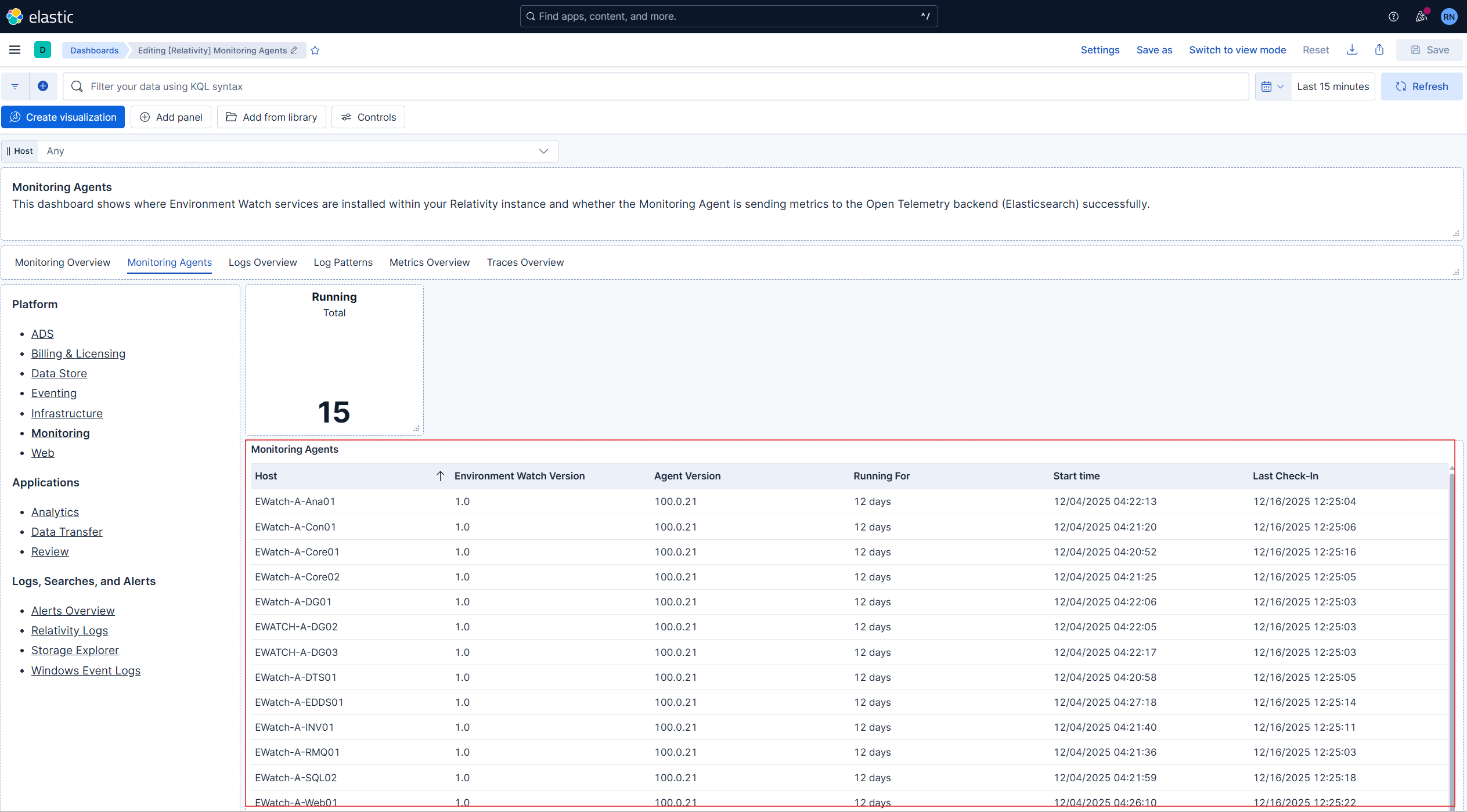 Screenshot: Populated data