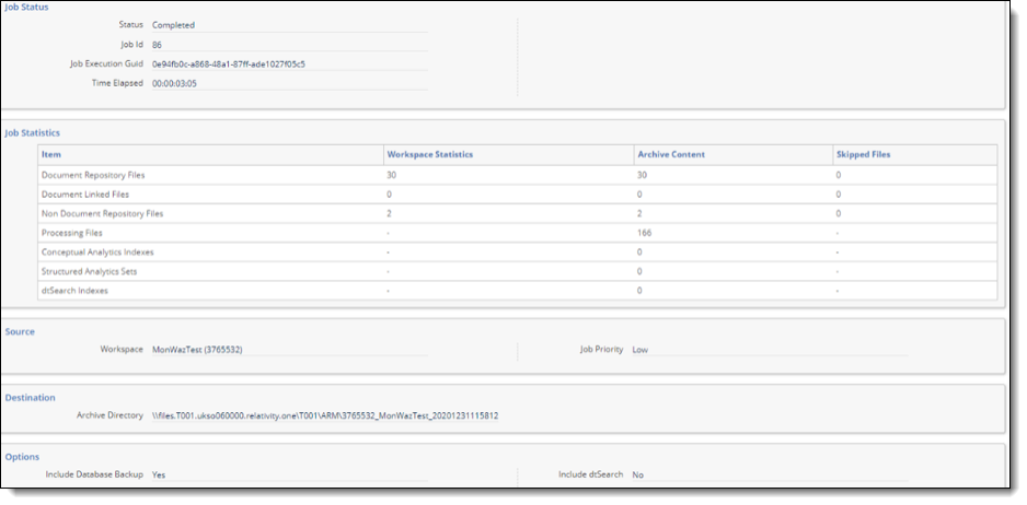 Job History screen