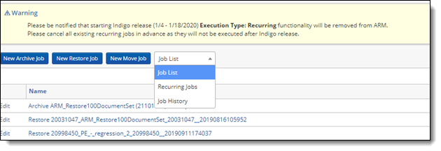 Recurring Jobs list