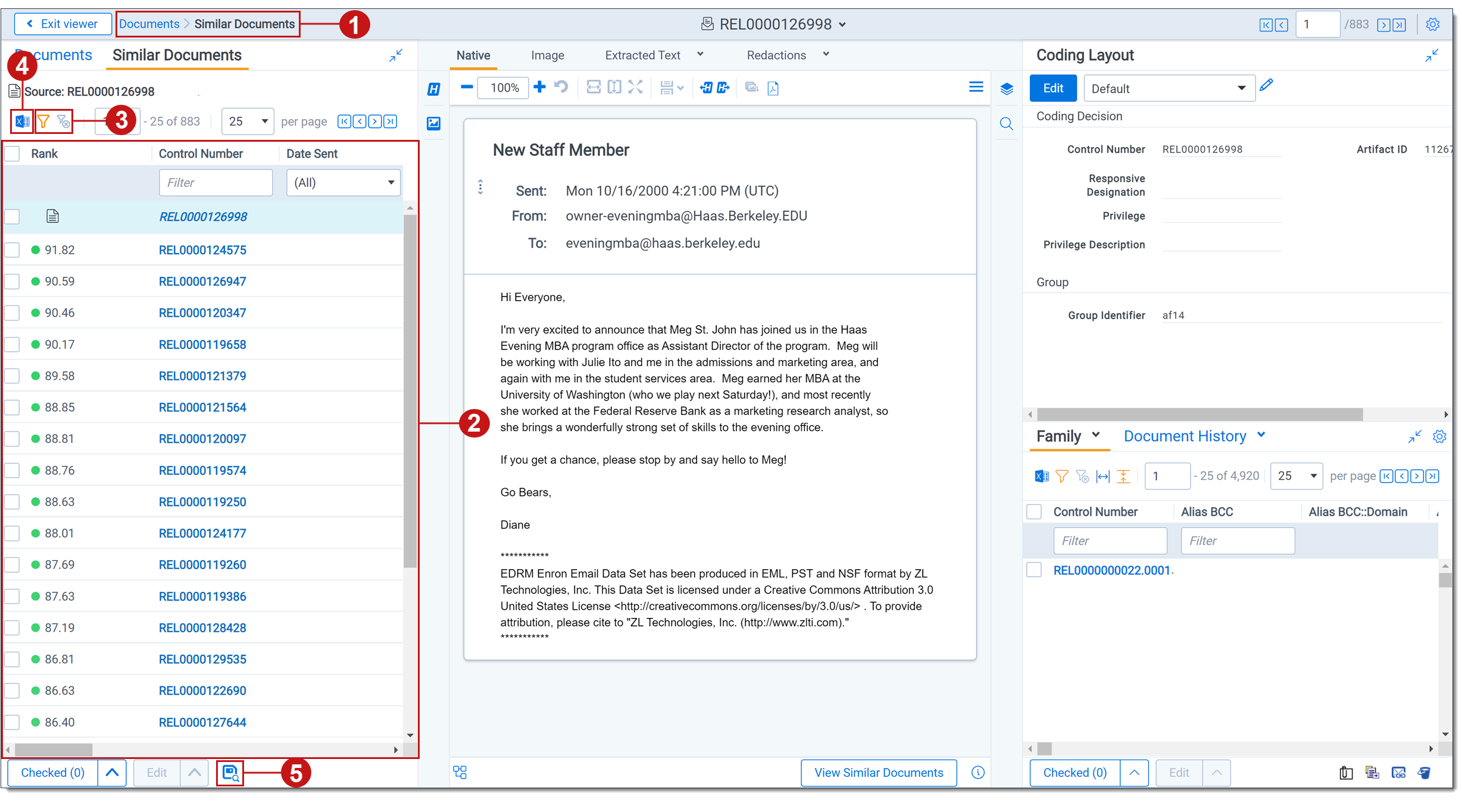 Click to expand The Viewer displays with the Similar Documents card expanded. The Similar Documents card, page navigation, and breadcrumbs are all highlighted.