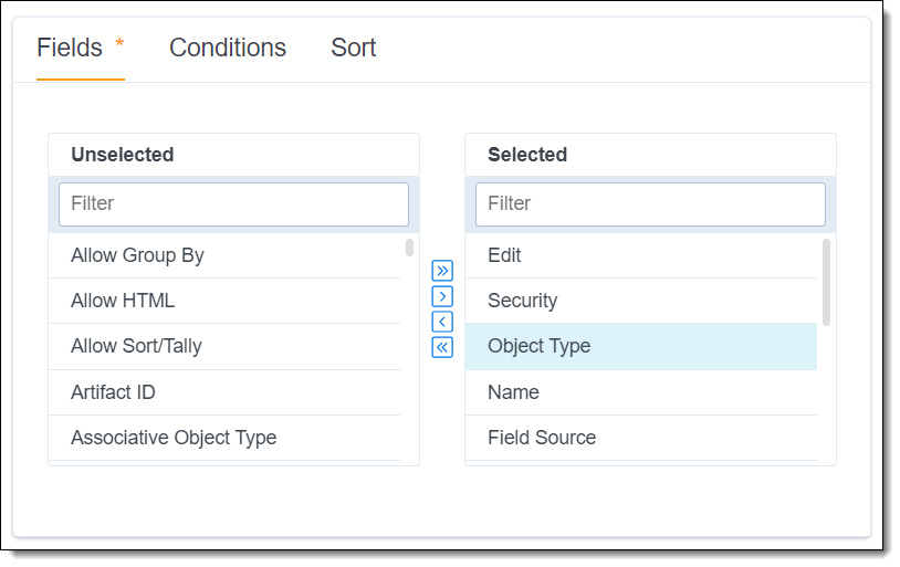 Click to expand Selecting the Object Type field